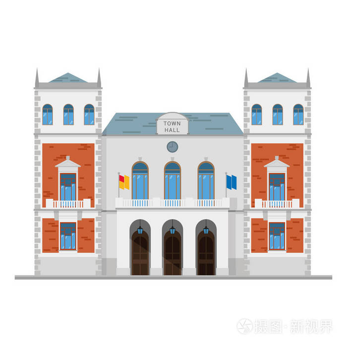 可爱的卡通矢量插画的市政厅