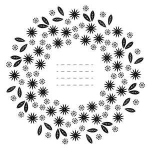 圆框装饰花，叶子上白色孤立