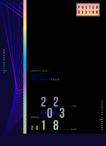 抽象的创造性设计海报为事件与全息图和蓝色背景。模板未来的封面。平面矢量插画 Eps 10