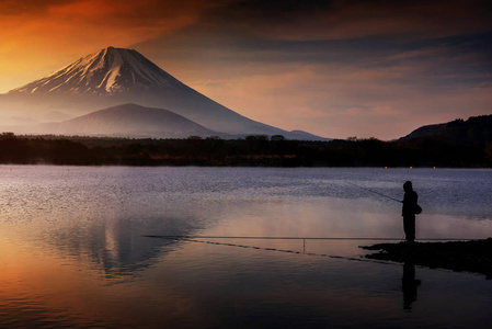 与芒富士山湖钓鱼