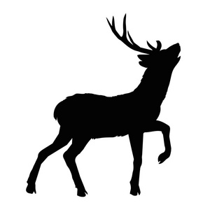 剪影鹿与大鹿角或动物或媒介例证
