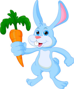 卡通快乐兔抱着胡萝卜