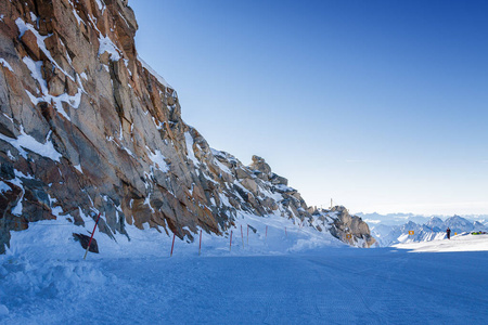 奥地利阿尔卑斯山滑雪场齐勒河谷 Hintertuxer 冰川 Tirol，奥地利从乐观的观点