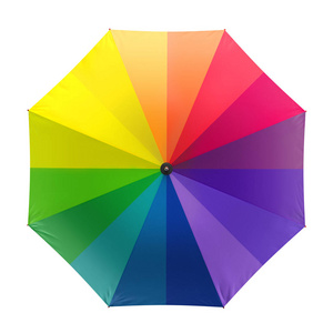 孤立在白色背景上的彩虹伞。3d 图