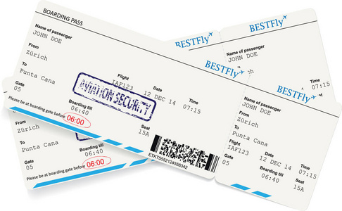 模式的登机通行证或机票