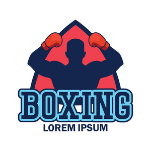 拳击标志与文本空间为您的口号/标记线, 矢量插图照片