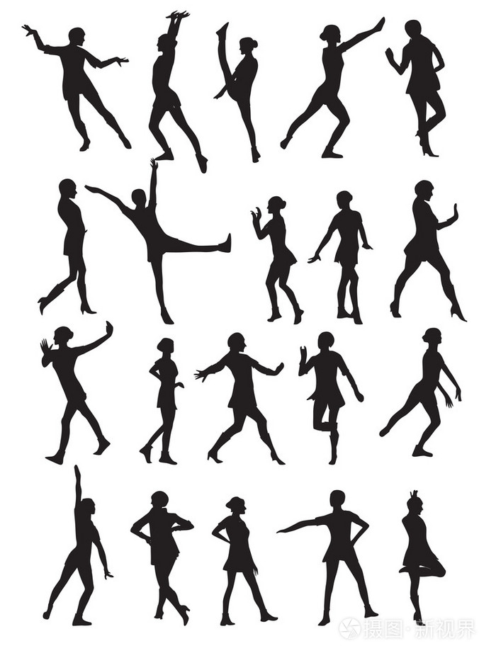 跳舞的女人矢量图的轮廓