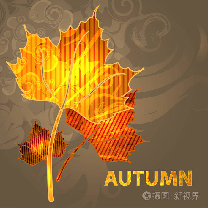 秋天明亮的背景与黄色叶子和地方为您的地方。秋天的心情。矢量