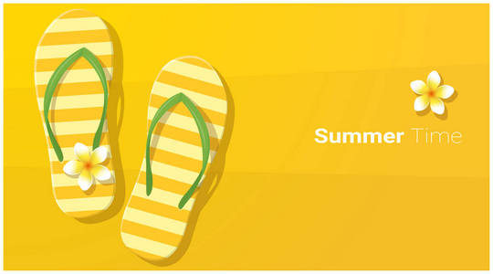 你好夏天季节背景与凉鞋在热带海滩, 载体, 例证