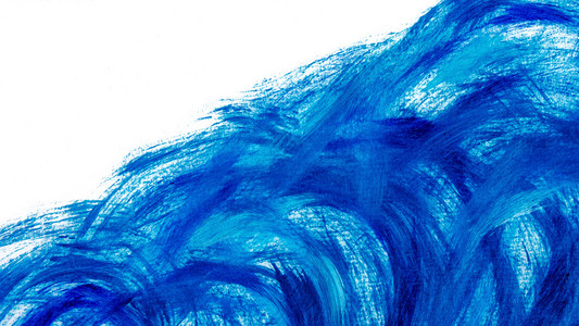 丙烯颜料背景的蓝色色调。抽象的波浪和海洋主题