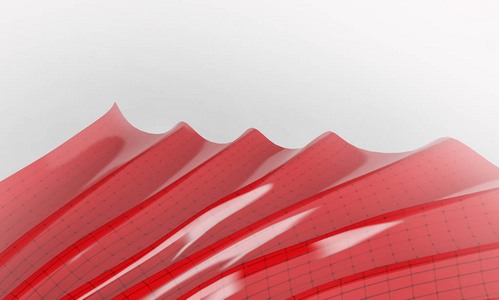 红色的抽象形状, 在白色背景上连接点和线。3d 渲染