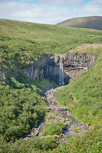 在冰岛 svartifoss 瀑布