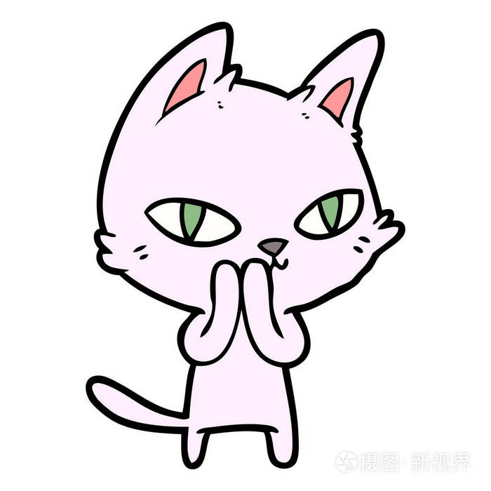 卡通猫凝视的矢量插图