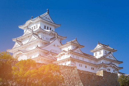 姬路城堡世界遗产日本地标反对晴朗的蓝天