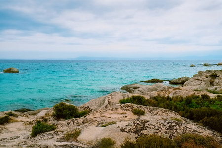 在希腊的 Chalkidiki 岛上美丽的大海风景