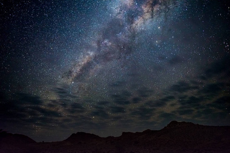 银河拱门, 天上的星星, 非洲纳米比亚的纳米沙漠。一些风景云