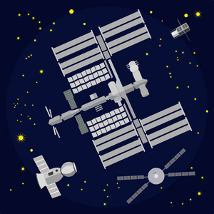 北斗卫星国际空间站平面矢量图照片
