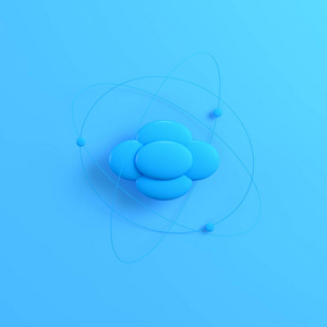 明亮的蓝色背景上的原子