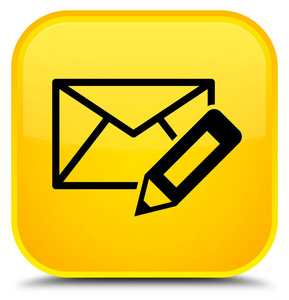 编辑电子邮件图标特殊的黄色方形按钮