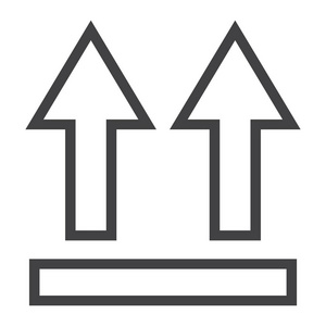 这一边向上符号线图标, 逻辑和传递, 箭头符号矢量图形, 在白色背景上