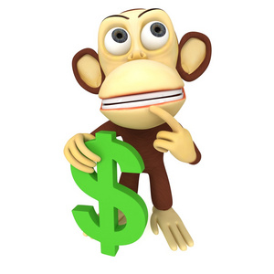 3d 的猴子，美元符号