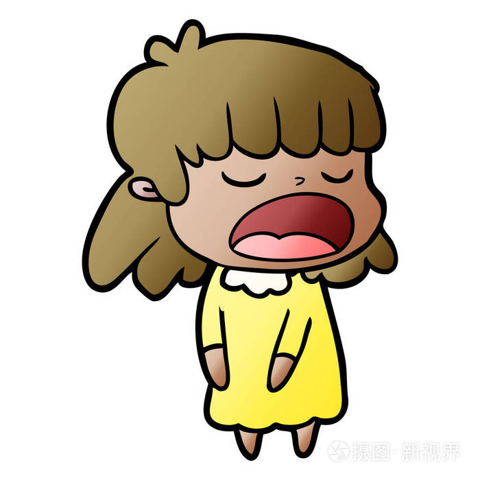 卡通女人大声说话