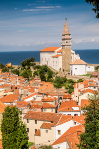 美丽 Piran，斯洛文尼亚的全景