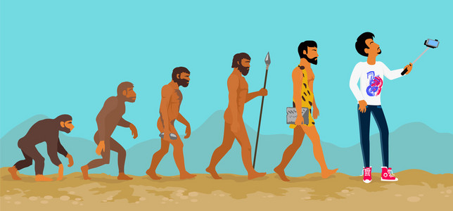 从猿到人的人类进化的概念照片