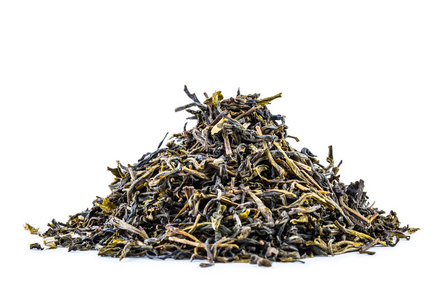 干的茶叶干燥的茶叶上白色孤立照片