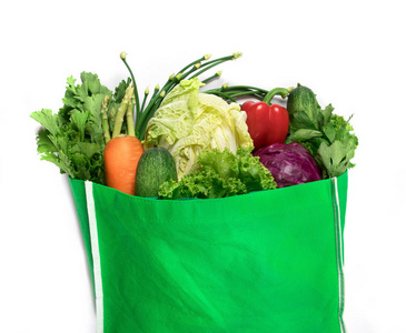 关闭绿色食品袋混合有机绿色蔬菜 o