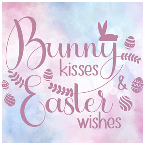 兔子亲吻和复活节愿望刻字