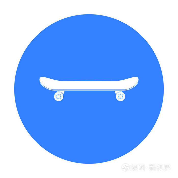 滑板中孤立的白色背景上的黑色风格的图标.公园标志股票矢量图
