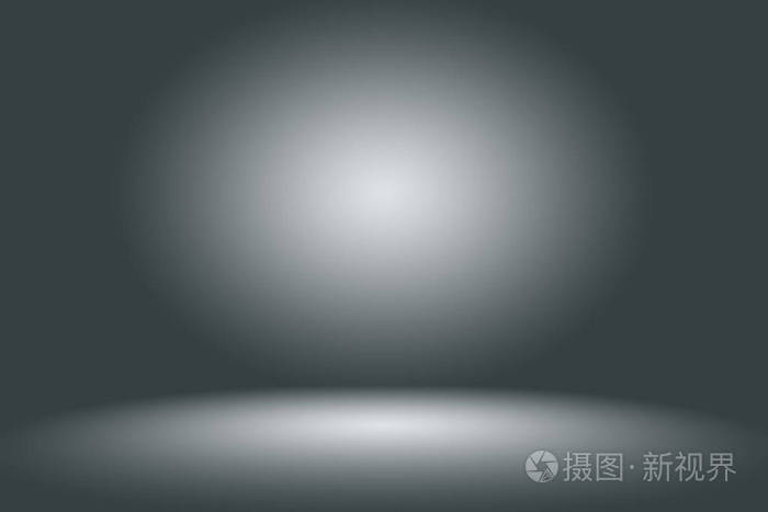 抽象空的暗白色灰色渐变与黑色实心插图灯光工作室墙壁和地板背景良好