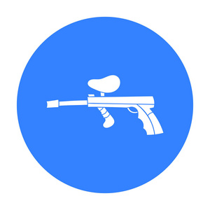 彩弹枪图标在白色背景上孤立的轮廓样式.彩弹射击象征股票矢量图照片