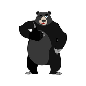 Baribal 眨眼表情符号。美洲黑熊竖起大拇指情感伊索