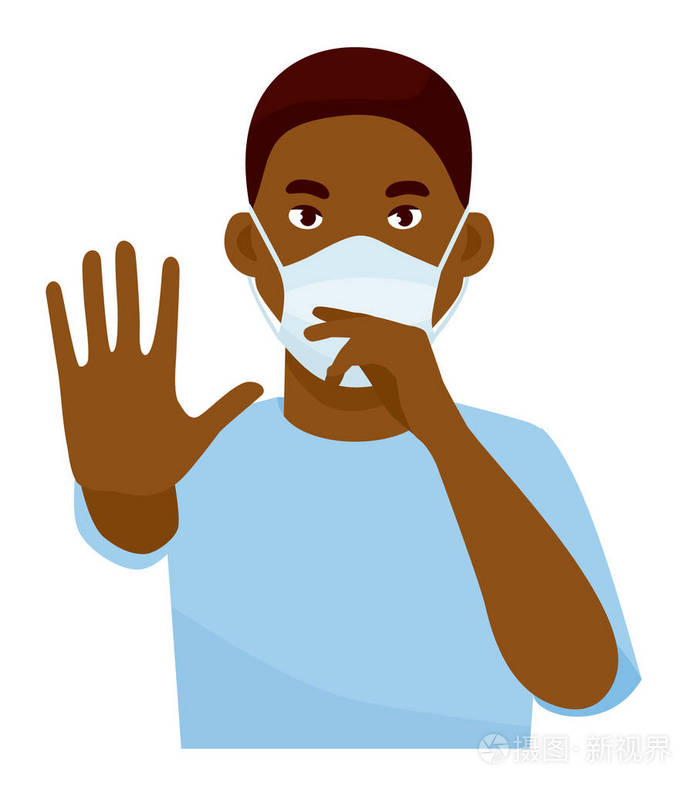 健康的人戴防护面具抵御传染病和流感.医疗保健概念.卡通平面矢量插画