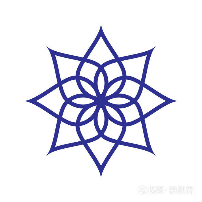 几何的图标.七角星白色背景上.现代风格.矢量图.简单的符号.曼荼罗.