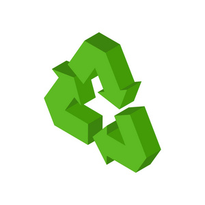 回收标志。绿色重铸的符号。孤立的运行会徽