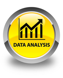 数据分析 统计图标 光泽黄色圆形按钮