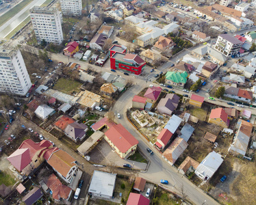 住宅拥挤的城市空间鸟瞰图