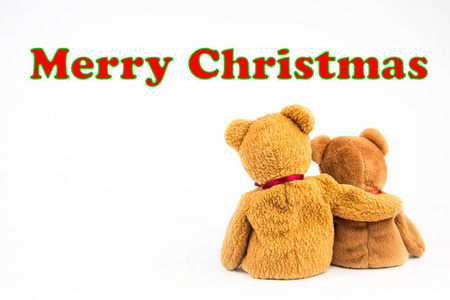 泰迪熊与标注符号和消息圣诞快乐