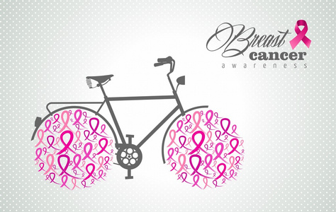 乳房癌认识丝带粉红色自行车轮子