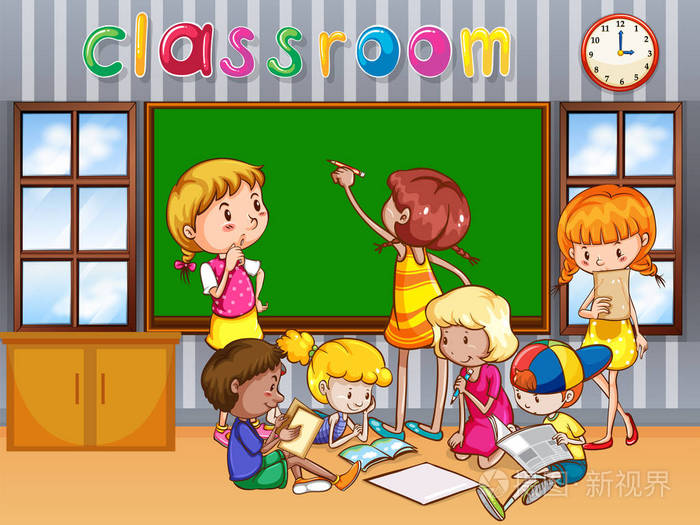 学生在课堂学习插画-正版商用图片0g4z44-摄图新视界