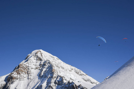 Jungfraujoch 山在冬天, 瑞士, 欧洲