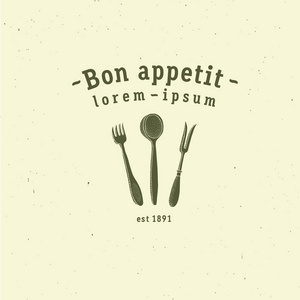 Bon Appetit 标志。餐馆 咖啡馆矢量标志图标模板