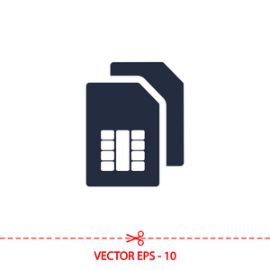 sim 卡图标，矢量图。平面设计风格