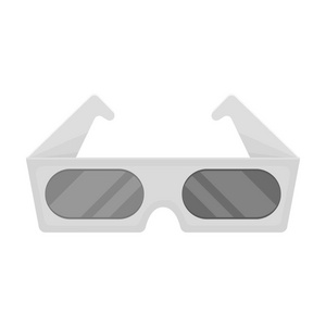 立体 3d 眼镜图标在白色背景上孤立的单色风格。电影和电影符号股票矢量图