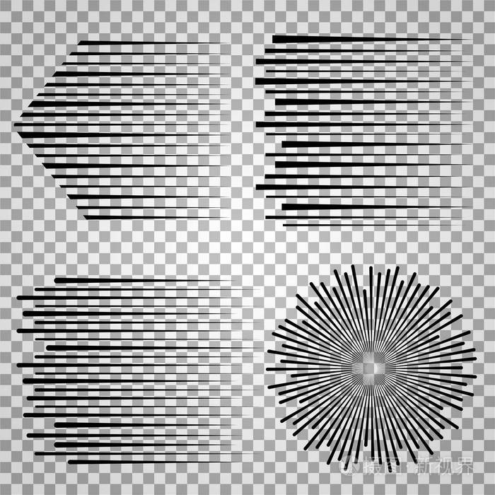 矢量速度线.素描力和运动快上透明背景