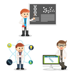 科学家人设置插图设计