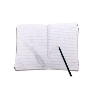 铅笔和笔记本在白色背景上